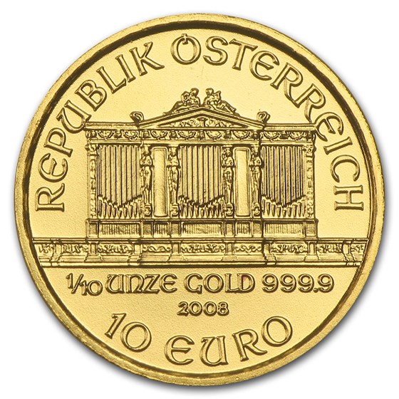 2008 Austria 1/10 oz Gold Philharmonic BU 2008 Austria 1/10 oz Gold Philharmonic BU